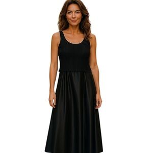 Jessica Howard Black A Line Maxi Gown Sleeveless Round Neck Overlay Top Size 8